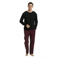 thumbnail image 1 of GLOBAL S S Conjunto de Pijama de Pantalón de Franela y Playera de Manga Larga para Hombre 100% Algodón a Cuadros Burdeo, 1 of 6