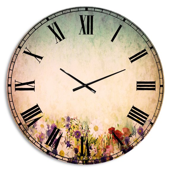 Designart 'Soft Flowers in Spring Background' Traditional Wall Clock