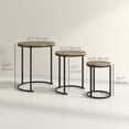 thumbnail image 2 of Rustic Brown Nesting Coffee Tables - 3-Piece Round Side Table Set with Steel Frame for Living Room, Versatile & Space-Saving Design, 20" Diameter, 2 of 7