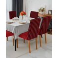 thumbnail image 3 of Stretch Chair Covers Set of 6, Navy Blue and White Grid Universal Fit Elastic Decorative Dining Chairs Slipcovers for Wedding, Banquet, Pastoral Farm Theme, 3 of 6
