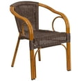 thumbnail image 3 of Emma + Oliver Dark Brown Rattan Patio Chair with Red Bamboo-Aluminum Frame, 3 of 13