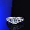 thumbnail image 2 of Sterling Silver Round Synthetic Moissanite Ring, D-E Color, 1 Carat Equivalent, 0.65cm Stone, Gift Box Included, 2 of 6