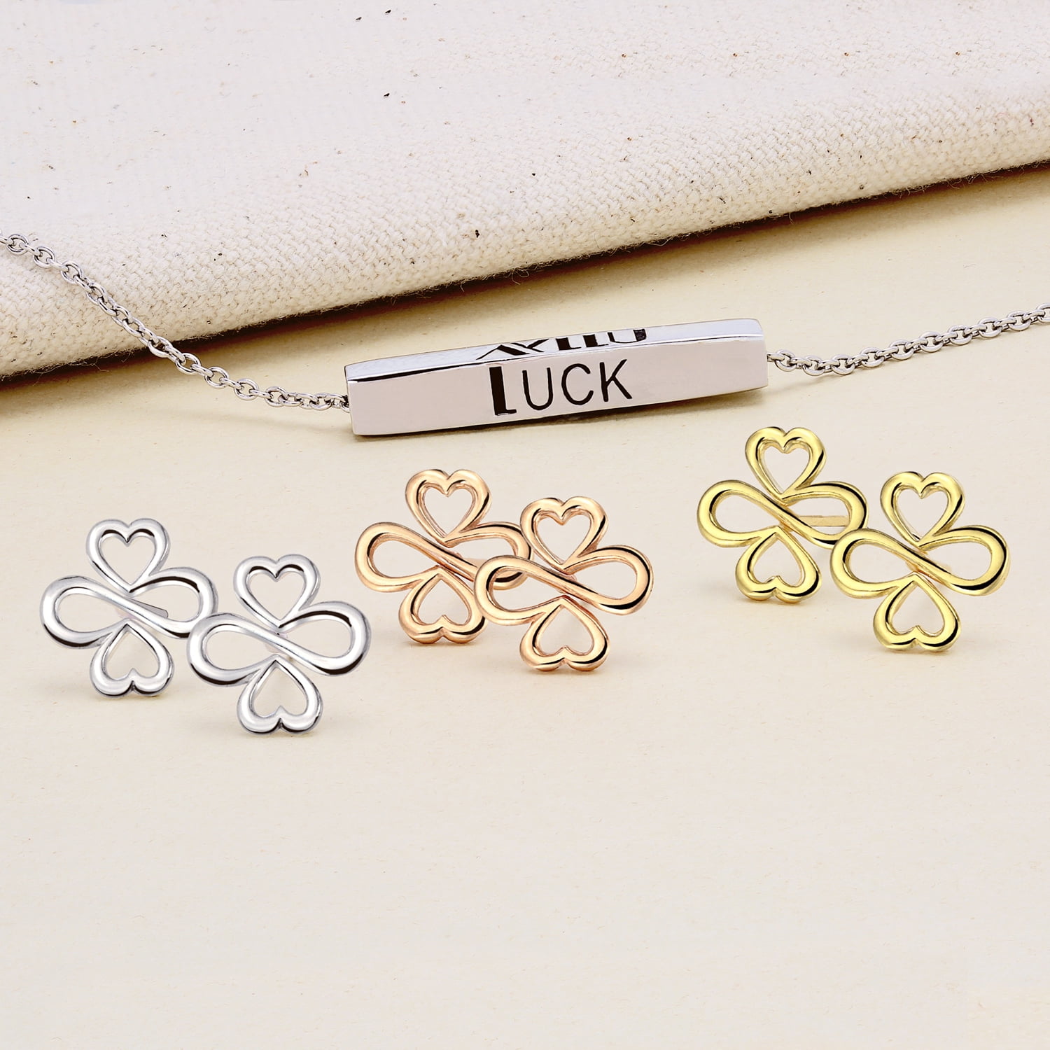 Bling Jewelry Womens Ayllu Intertwine Heart Infinity Clover Stud