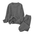 thumbnail image 4 of XIAONU Womens Cable Knit Pajama Set Warm Long Sleeve Top & Pants Homewear Fall Winter Warm Cozy Sleepweart Set, 4 of 4