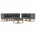 thumbnail image 2 of vidaXL 6 Piece Garden Lounge Set with Cushions Poly Rattan Grey, 2 of 9