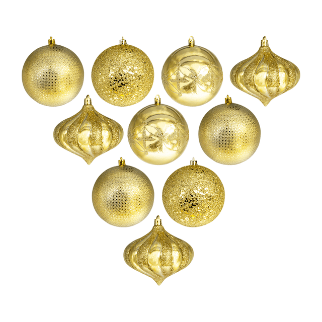 Esferas De Navidad Importadora La Merced 10 cm Paquete 20 Pz Dorada brillante Plástico Alta Resistencia
