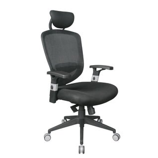 TygerClaw Air Grid High Back Office Chair with Headrest, 25.6" x 12.6" x 28", Black