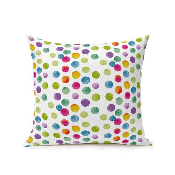1 Pack Outdoor Throw Pillow, Polka Dots Waterproof Pillow with Insert Included, Children's Day Colorful Watercolor Abstract Decorative Accent Cushion Sofa Pillows for Patio Porch, 18 x 18 In