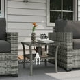 thumbnail image 2 of Outsunny Table Basse en Osier pour Patio avec Conception à Deux Niveaux, Table d'Appoint, Gris, 2 of 10
