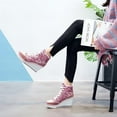 thumbnail image 5 of Women's High-Top Canvas Sneakers | Wedge Heel with Lace-Up Design | Fashion Casual Walking Shoes, 5 of 10