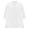 thumbnail image 4 of Fengqque Women's Fashion Casual Lace Seven Quarter Sleeves Round Neck Slim Fit Cardigan White XL(XL), 4 of 8
