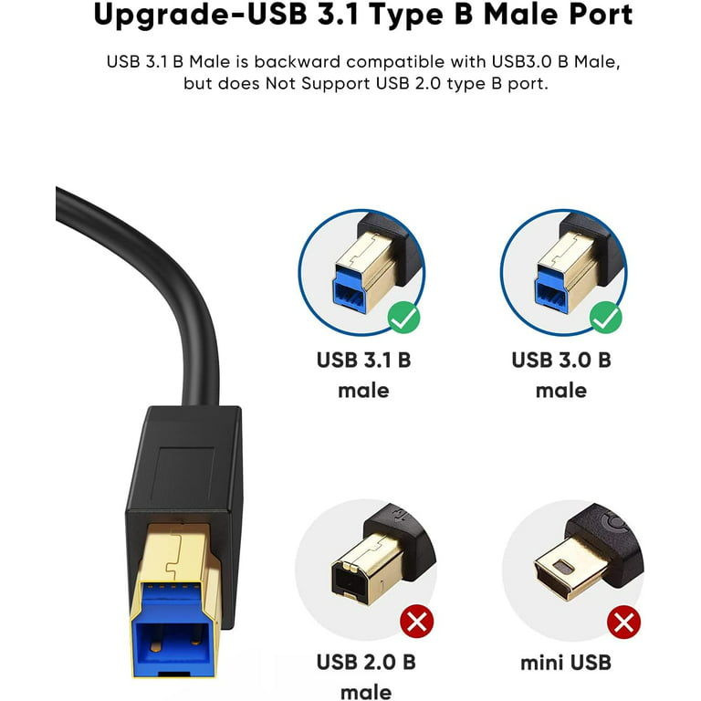 USB 3.1 C to B Cable 4FT, USB Cable USB B to C 10Gbps for Thunderbolt 3 Host MacBook Pro Air - Walmart.com