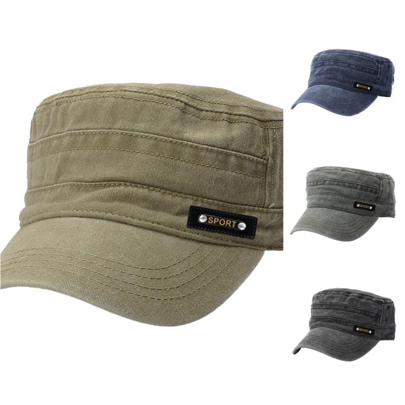 XIAOCHA Womens Solid Washed Military Cap Adjustable Hat Band Casual Army Hat,Khaki