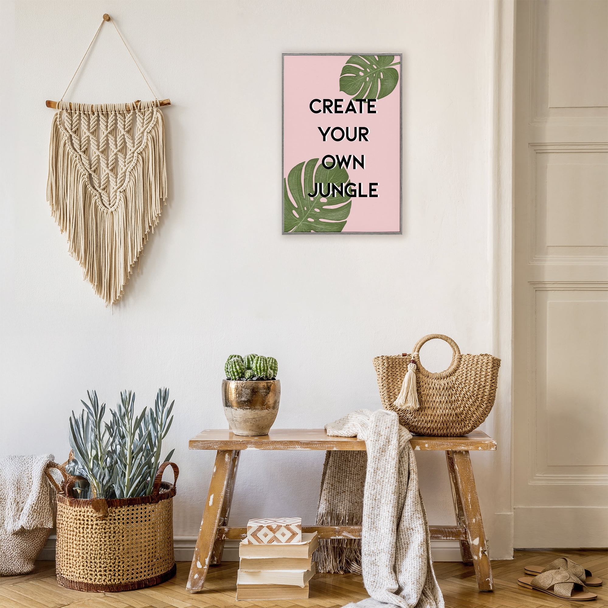 Stupell Industries Create Your Own Jungle Gray Framed Giclee Art, design by Martina Pavlova
