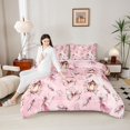 thumbnail image 4 of Homewish Flying Pink Butterflies 2pcs Bedding Comforter Set For Teens Girls Adults Female,Dreamy Princess Twin Comforter Sets,Cartoon Fairy Elf Breathable Bedding Set,Super Cozy Room Decor, 4 of 8