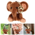 thumbnail image 3 of Miangastore Plush Elephant Doll Key Holder Pendents Doll Keyring Hanging Ornament For Bag Car Key (Coffee), 3 of 8