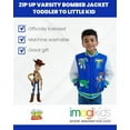 thumbnail image 3 of Disney Toy Story Woody Buzz Lightyear Rex Zip Up Varsity Bomber Jacket Toddler to Little Kid, 3 of 5