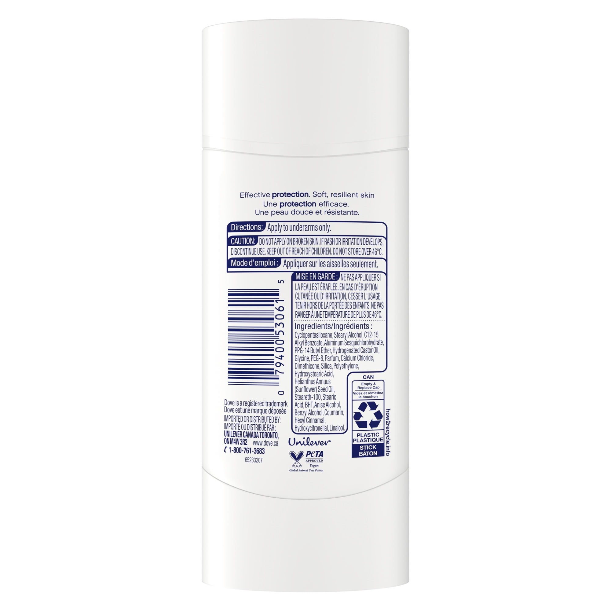 Dove Soin Avancé Désodorisant Antisudorifique en Bâton Soufflé à la Vanille, 74 g