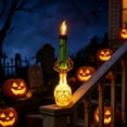 thumbnail image 4 of LOWLHOME Halloween Skull-Shaped Holder Candle, Battery Operated Skeleton Hand Candlestick Lamp, Spooky House Party Indoor Home Decor, Green, 1 Count, 8.6 in, 4 of 4
