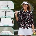 thumbnail image 5 of Garronmavis Heart Polka Dots Women's Golf Shirt and Sun Visor Hat Set Quarter Zip Golf Shirts for Women Breathable Fabric Women Sport Cloth Suitable for Tennis Enthusiasts Washable, 5 of 7