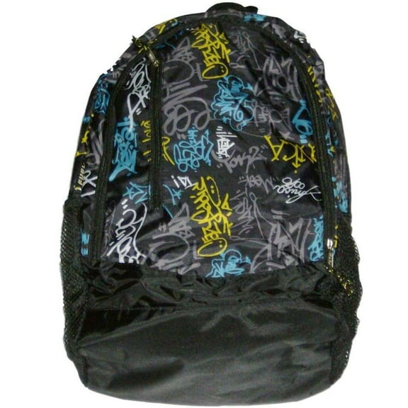 Eastsport Sketchy Graffiti Backpack Sport School Travel Black Back Pack