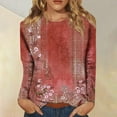 thumbnail image 2 of TSADFHJI Hauts de Noël Grande Taille pour Femmes 3TG Mode Décontractée Imprimé Col Rond Manches Longues Pull TG Rouge, 2 of 5