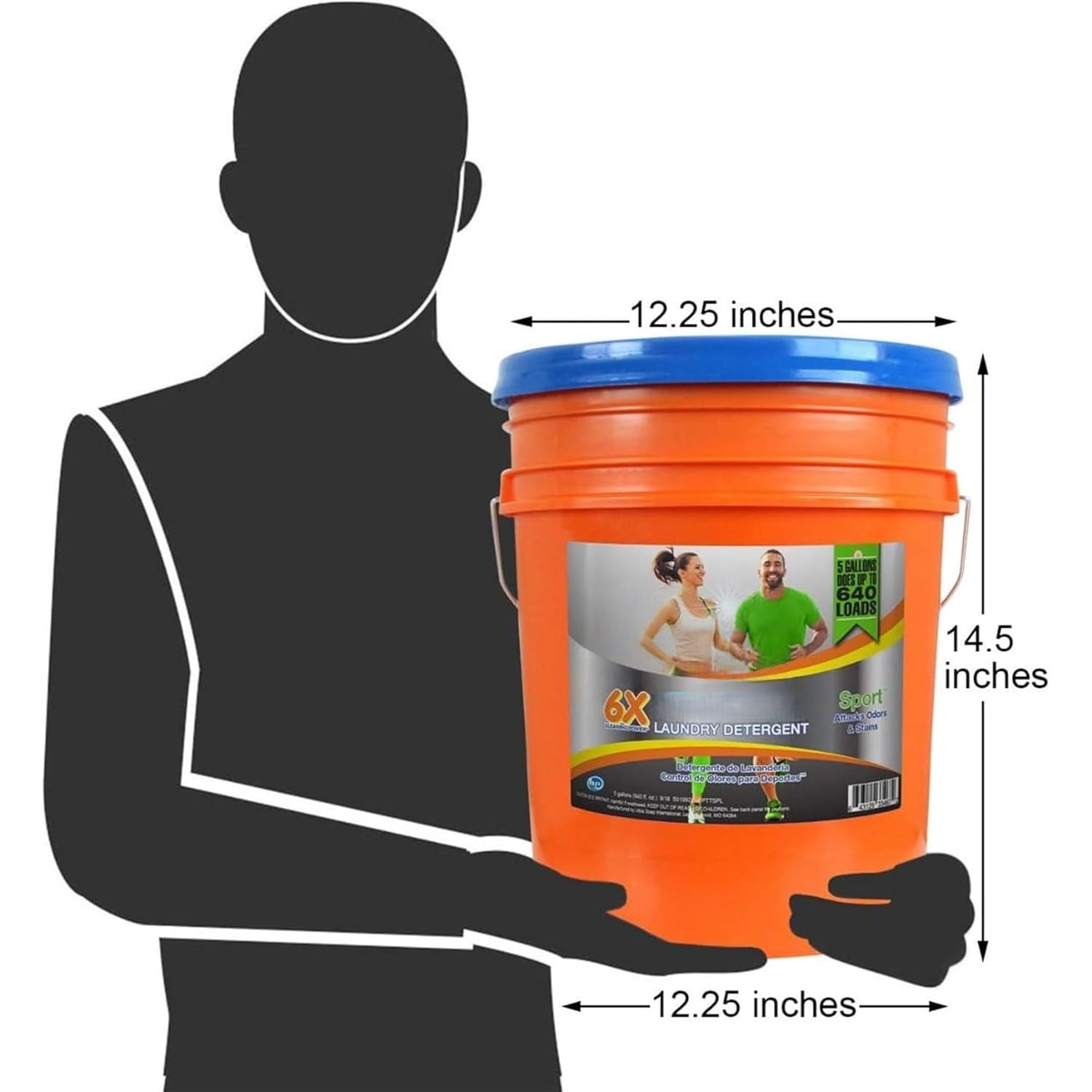 5 Gallon Liquid Laundry Detergent Washing Soap for All Machine Types, 6X Platinum, Up to 640 Loads, Sport Odor & Stain Remover