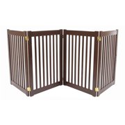 32" Highlander - 4 Panel Free Standing Wood Pet Gate - Mahogany