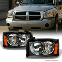 AKKON - For Dodge Dakota OE Replacement Black Bezel Headlights Driver/Passenger Head Lamps Pair New