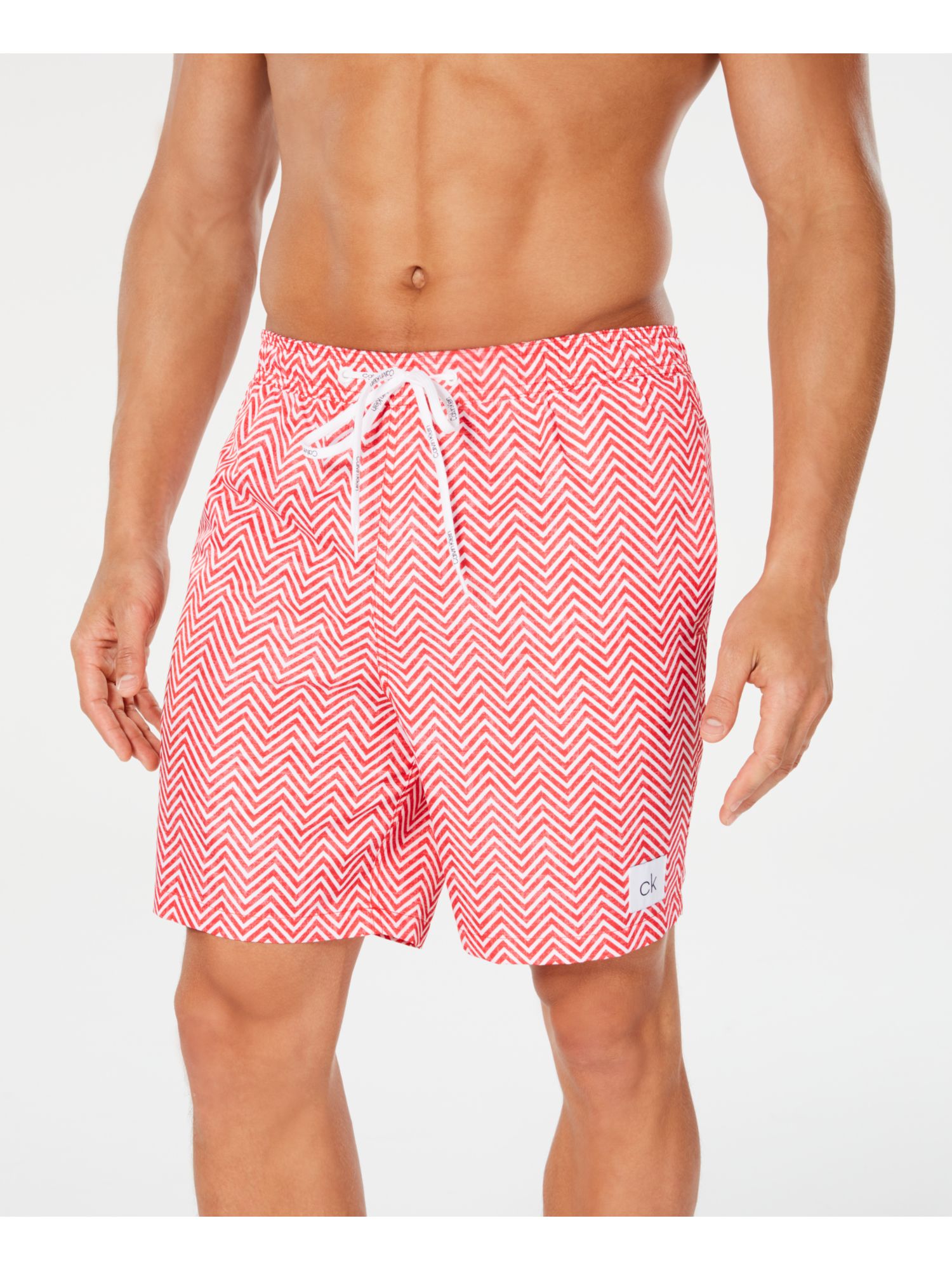 CALVIN KLEIN Mens Red Chevron Shorts 