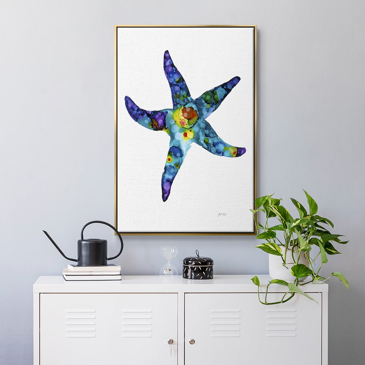 Sea Star Framed Premium Gallery Wrapped Canvas - Ready to Hang - 25 x 37 - Gold Floating Frame