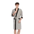 thumbnail image 2 of MintLimit Men's Robe Lightweight Robe 3/4 Sleeves and 2 Pockets Knee Length Bathrobe Soft Sleepwear Loungewear Pajamas Gray S, 2 of 6