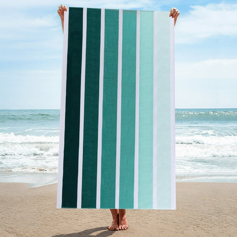 Superior Faded Stripes Cotton Absorbent Oversized Beach Towel Green Walmart