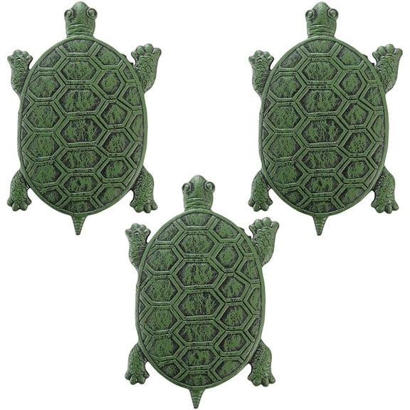3-Pack Turtle Stepping Stone, Cast Iron Flagstone, Decorative Tortoise Stepping Stone for Garden Walkway, Flower Bed