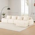 thumbnail image 3 of FFH 146" L Shaped Sectional Sofa with Ottoman, Flannelette Cloud Couch for Living Room (Cream, 4 Seater with 1 Ottoman), 3 of 18