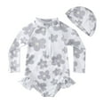 thumbnail image 2 of Ymyiu Toddler Girl Swimsuit Girls Long-Sleeved One-Piece Swimsuit Summer Swimwear with Zipper Swimming Suits UPF 50+ Sun Protection 6-12 Months (Purple,6-12 Months), 2 of 6
