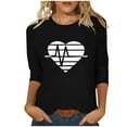 thumbnail image 2 of Wowcloth Ladies' Hearted-Printed Round Neck Three Quarter Sleeve 3/4 Sleeve T-shirt Loose, 2 of 4