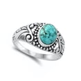 thumbnail image 4 of Simulated Turquoise Ornate Boho Style Sterling Silver Ring Blue CZ 925 Jewelry Female Size 10, 4 of 4
