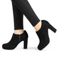 thumbnail image 2 of Botines De Tacón Grueso Con Plataforma Punta Redonda Para Mujeres Negro 37, 2 of 7