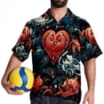thumbnail image 4 of Love Men's Casual Printed Button Down Short Sleeve Summer Beach Shirt, Unisex, 4 of 6
