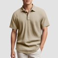 thumbnail image 2 of TANGQIOP T-Shirts for Men Short Sleeve Linen British Style Loose Breathable Collared Neck Polo Shirts Solid Color Quick Dry Loose Khaki M, 2 of 8