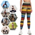 thumbnail image 4 of High Waisted Leggings for Women Regular & Plus - No See Through Tummy Control Cycling Workout Yoga Pants without Pockets Colorful Mexican Poncho Stripes M, 4 of 6