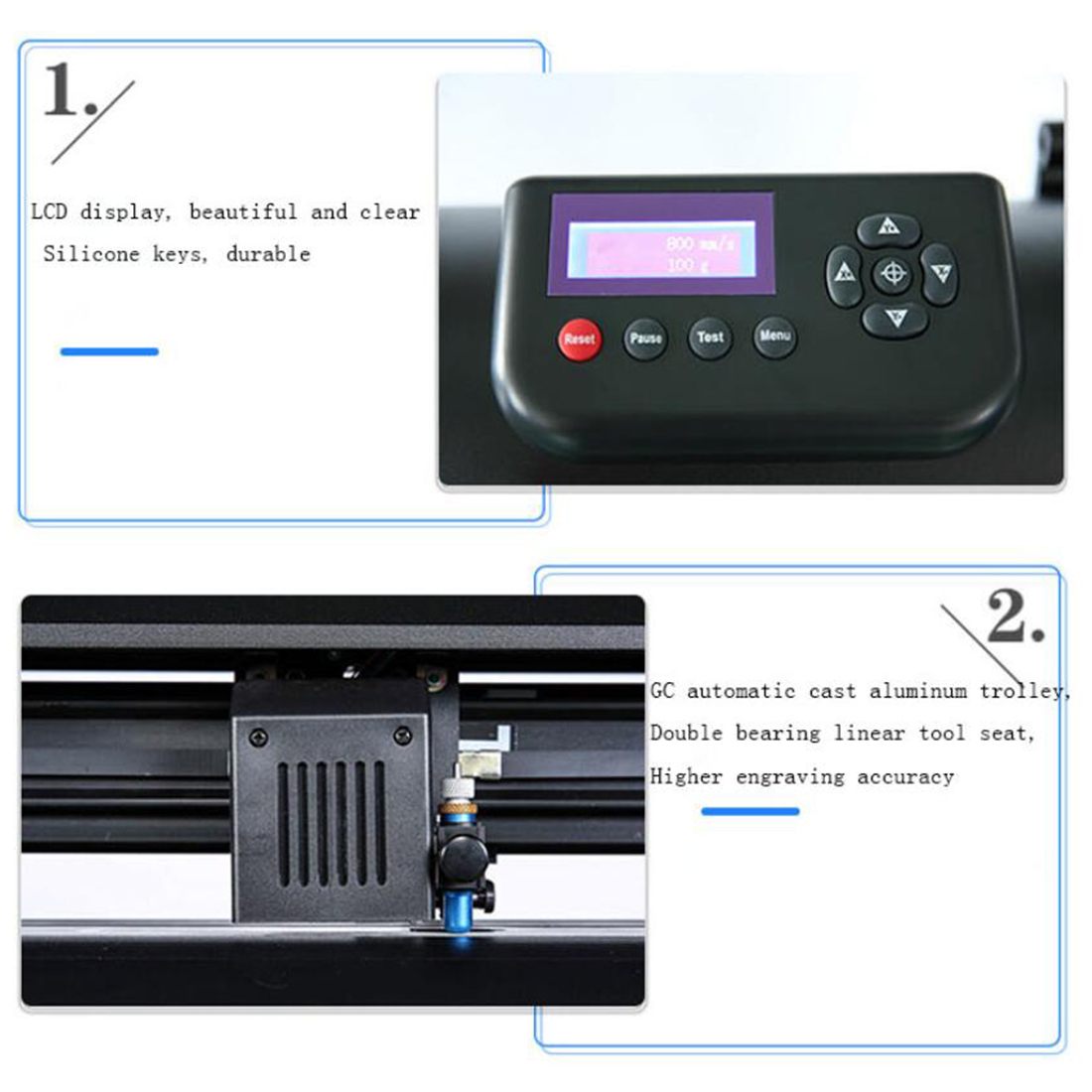 INTBUYING 24in Vinyl Cutter Plotter LCD Screen Max. Paper Width 720mm Automatic Edge Inspection
