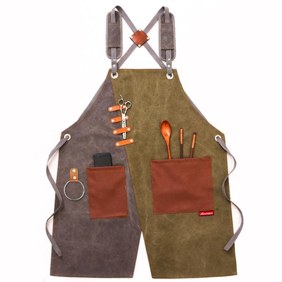 Necvior Adjustable Straps Canvas Work Apron Durable and Unisex for Woodworking Painting