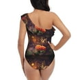 thumbnail image 5 of Gaeub Butterfly Sitting on a Flower Women's One Shoulder Ruffle Tummy Control Swimwear for Swimming Surfing Beach Party - XX-Large, 5 of 8