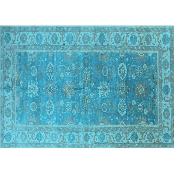 Ahgly Company Indoor Rectangle Oriental Light Blue Traditional Area Rugs, 8' x 10'