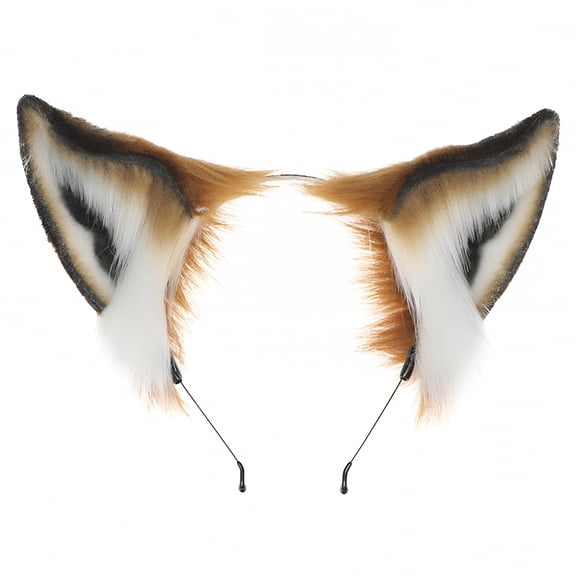 VANIDO Furry Fox Ears Headband, Cute Plush Cosplay Hair Accessory, Faux Fur Animal Headdress