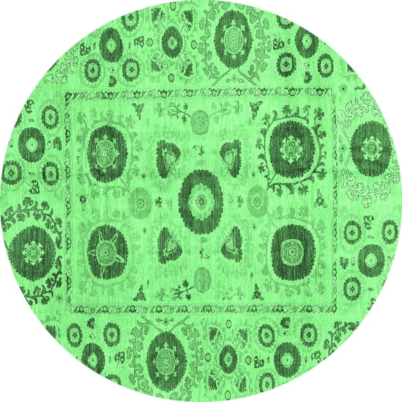 Ahgly Company Indoor Round Abstract Emerald Green Modern Area Rugs, 6' Round