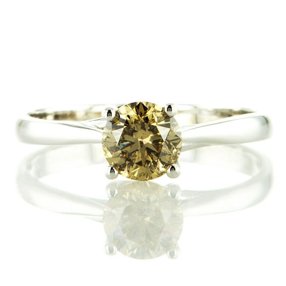 Diamond Solitaire Engagement Ring Round Fancy Brown 14K White Gold 1.00 Carat