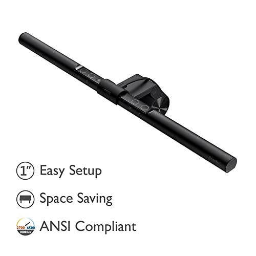 BenQ Barre d'Écran avec Lumière, Lampe de Moniteur LED, Réglage Automatique de la Luminosité, Fonctionnalités de Réglage des Teintes, Lampe Alimentée par USB pour Bureau/jeu/maison/bureau, Compatible avec Rétroéclairage/rgb (Noir)